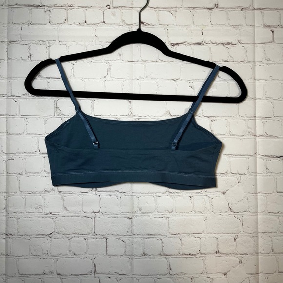 Quince Organic Cotton Scoop Neck Bralette Blue Adjustable Straps Size M - Picture 3 of 4